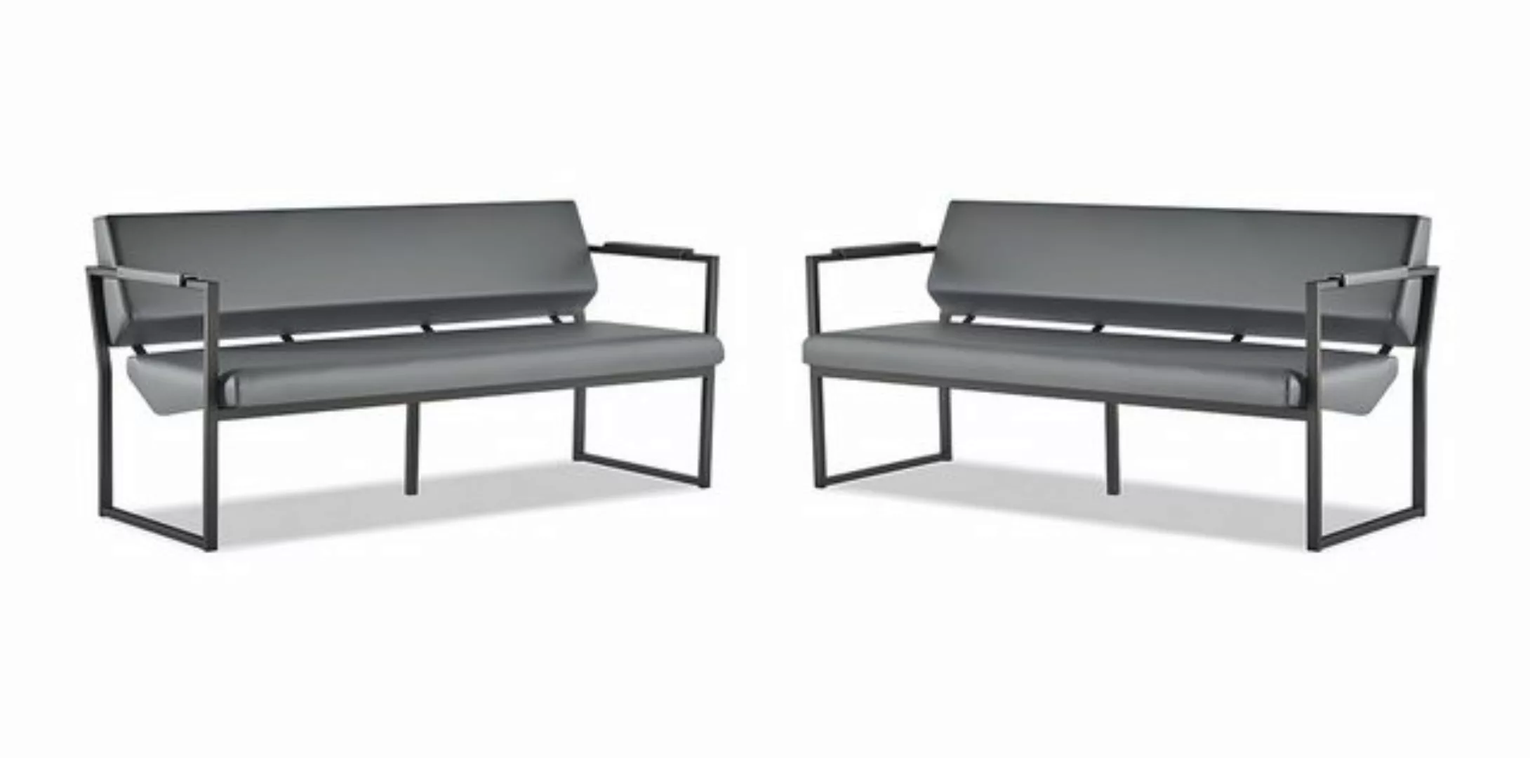 JVmoebel 2-Sitzer Ledersofas Set 2-Sitzer Schwarz Edelstahl Leder Modern So günstig online kaufen