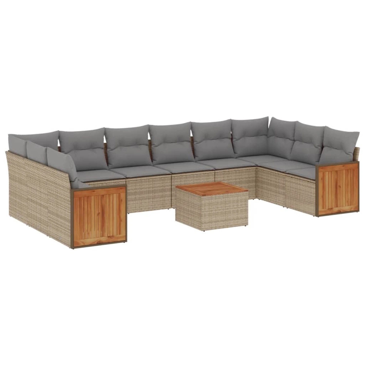 vidaXL 11-Tlg Garten-Sofagarnitur mit Kissen Beige Poly Rattan 3260414 günstig online kaufen