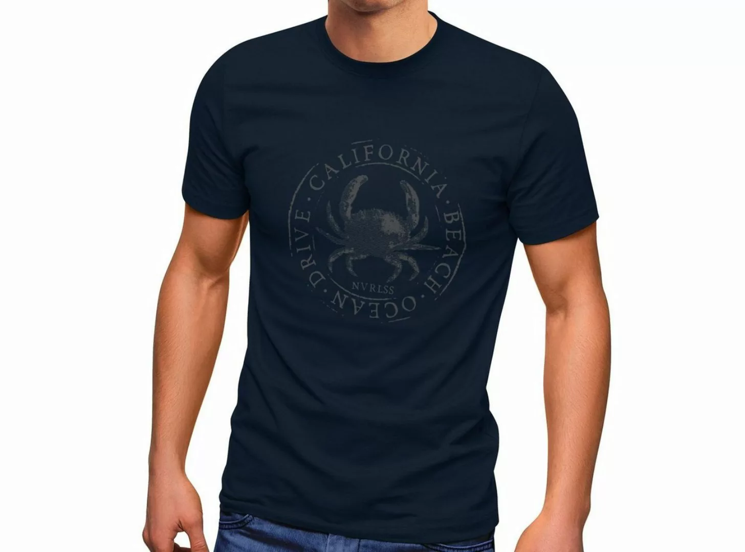 Neverless Print-Shirt Herren T-Shirt California Beach Crab Krabbe Krebs Oce günstig online kaufen