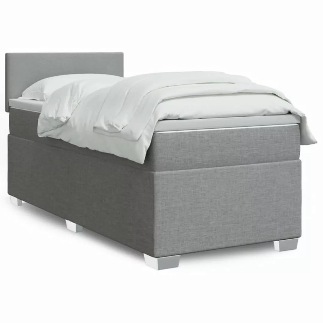 furnicato Bettgestell Boxspringbett mit Matratze Hellgrau 80x200 cm Stoff günstig online kaufen