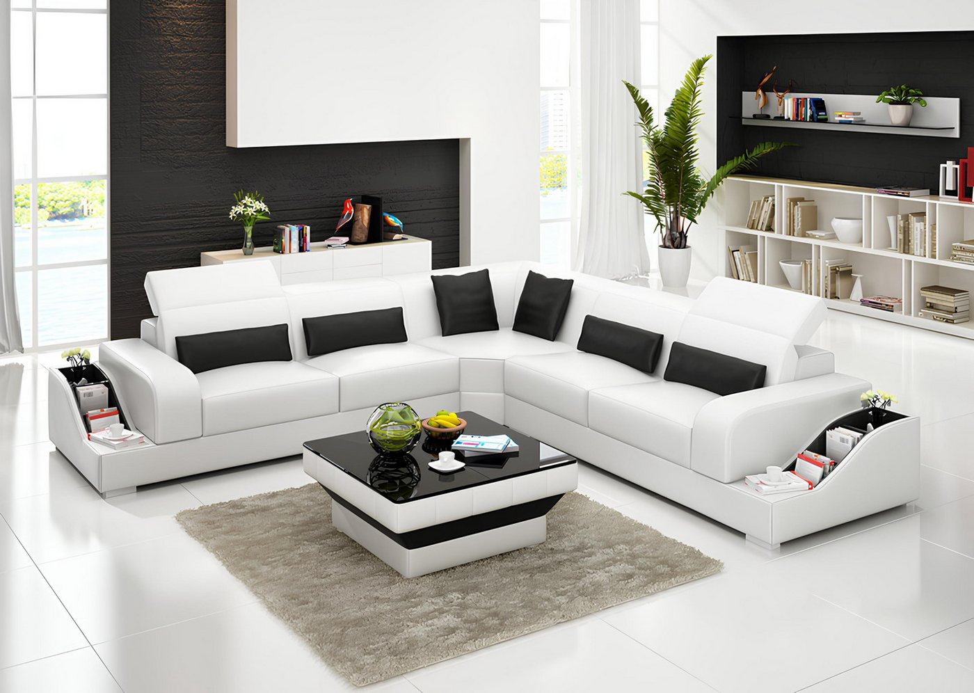 Xlmoebel Sofa Ledersofa mit Eckgarnitur und modernem Design G8008B, Hergest günstig online kaufen