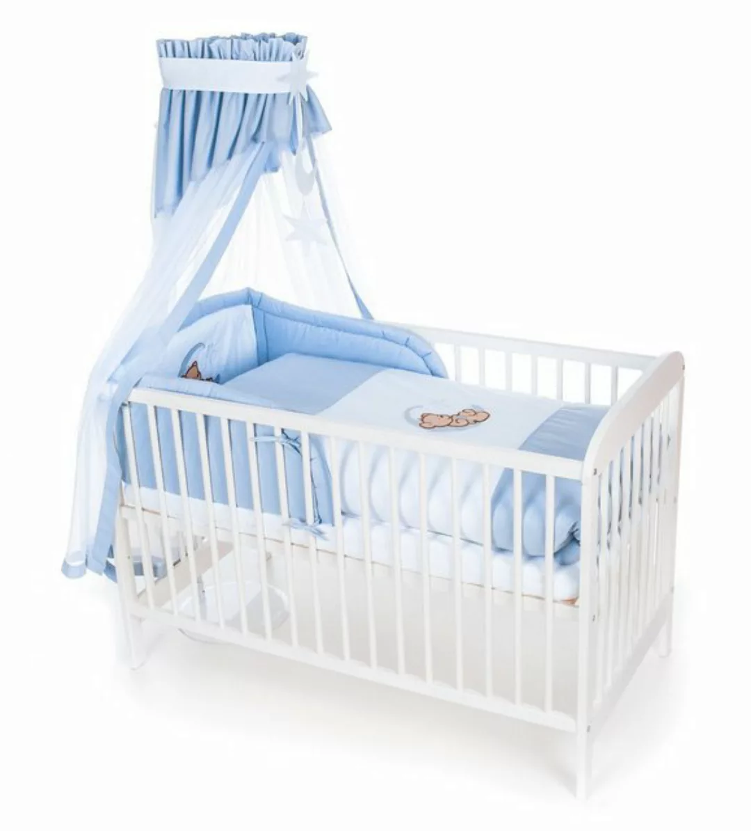 Babyhafen Komplettbett 60x120 Babybett Teddy & Mond Kiefernholz in Grau Ros günstig online kaufen