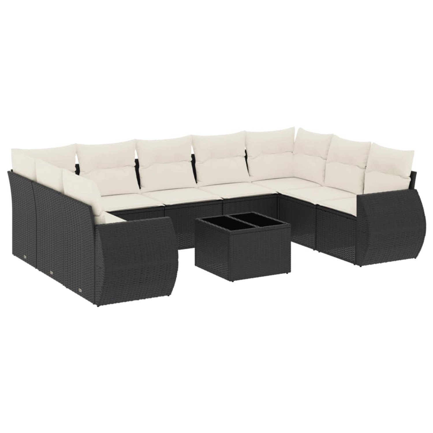 vidaXL 10-Tlg Garten-Sofagarnitur mit Kissen Schwarz Poly Rattan 3254143 günstig online kaufen