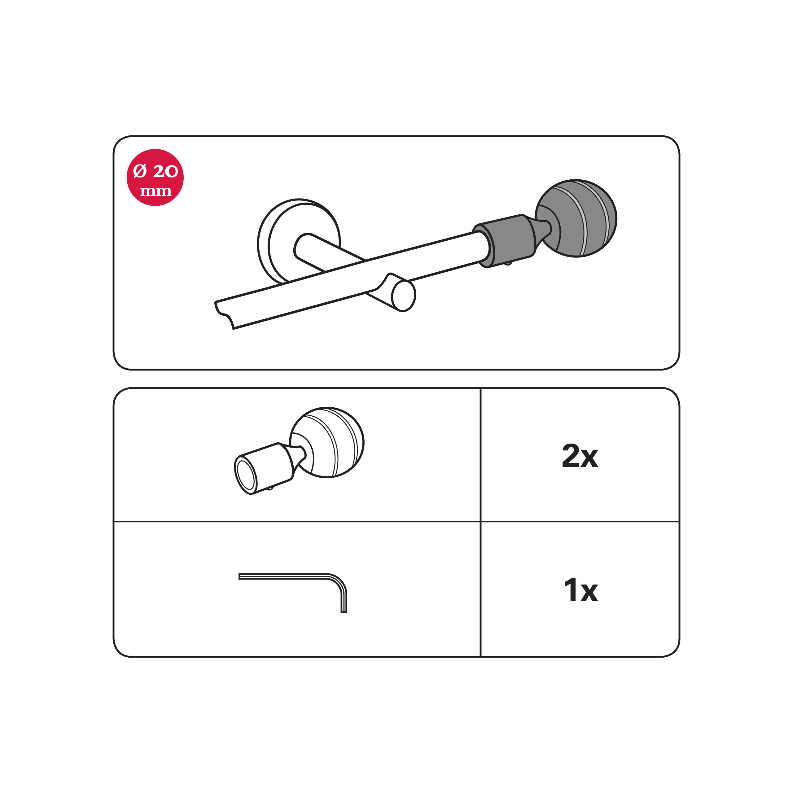 GARDINIA Gardinenstangen-Endstück Kugel, (2-St), Serie Einzelprogramm günstig online kaufen