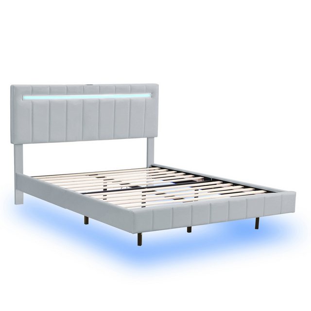 Rutaqian Polsterbett Doppelbett Bettgestell 160x200 cm, LED-Beleuchtung, (m günstig online kaufen