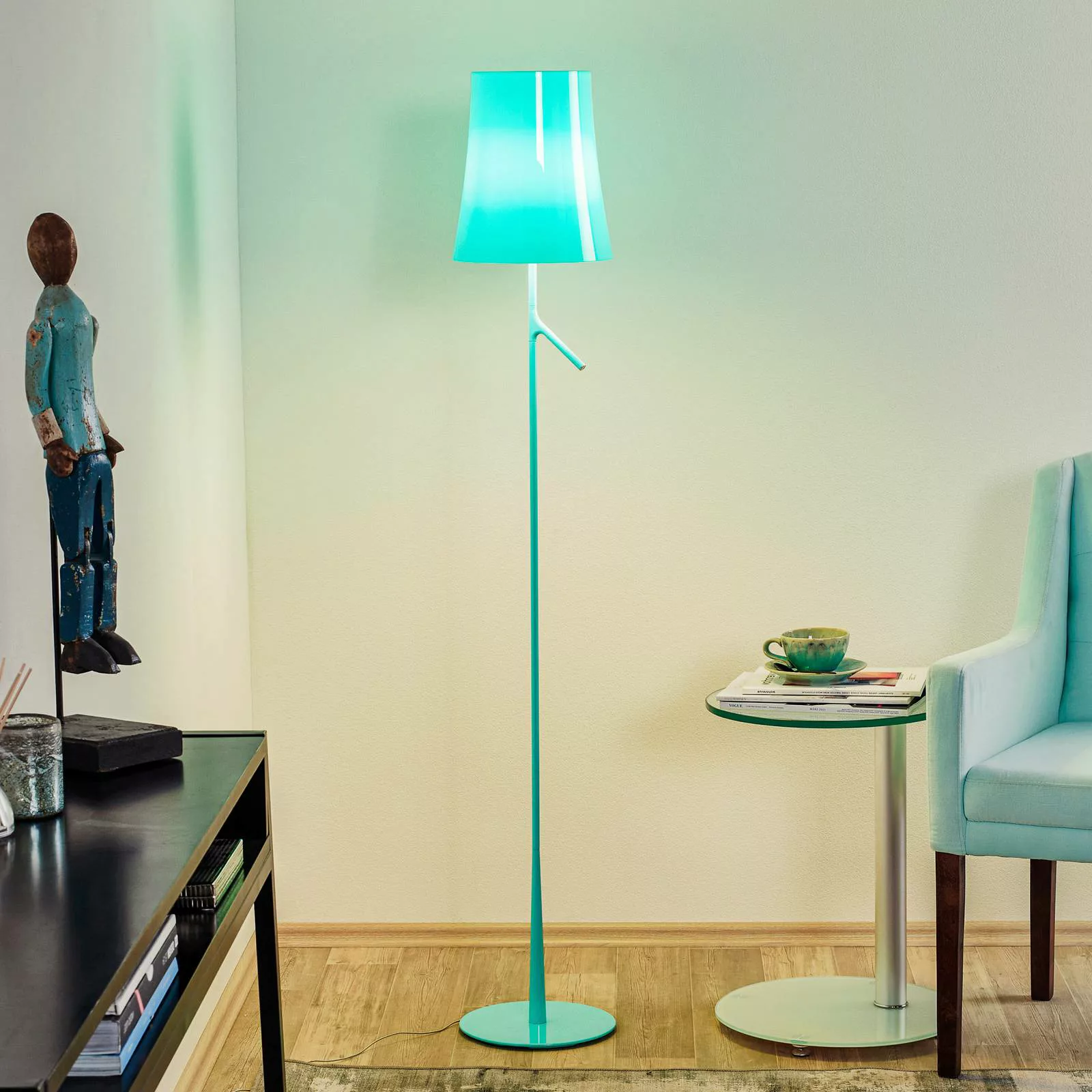 Foscarini Birdie LED Lettura Stehleuchte aquamarin günstig online kaufen