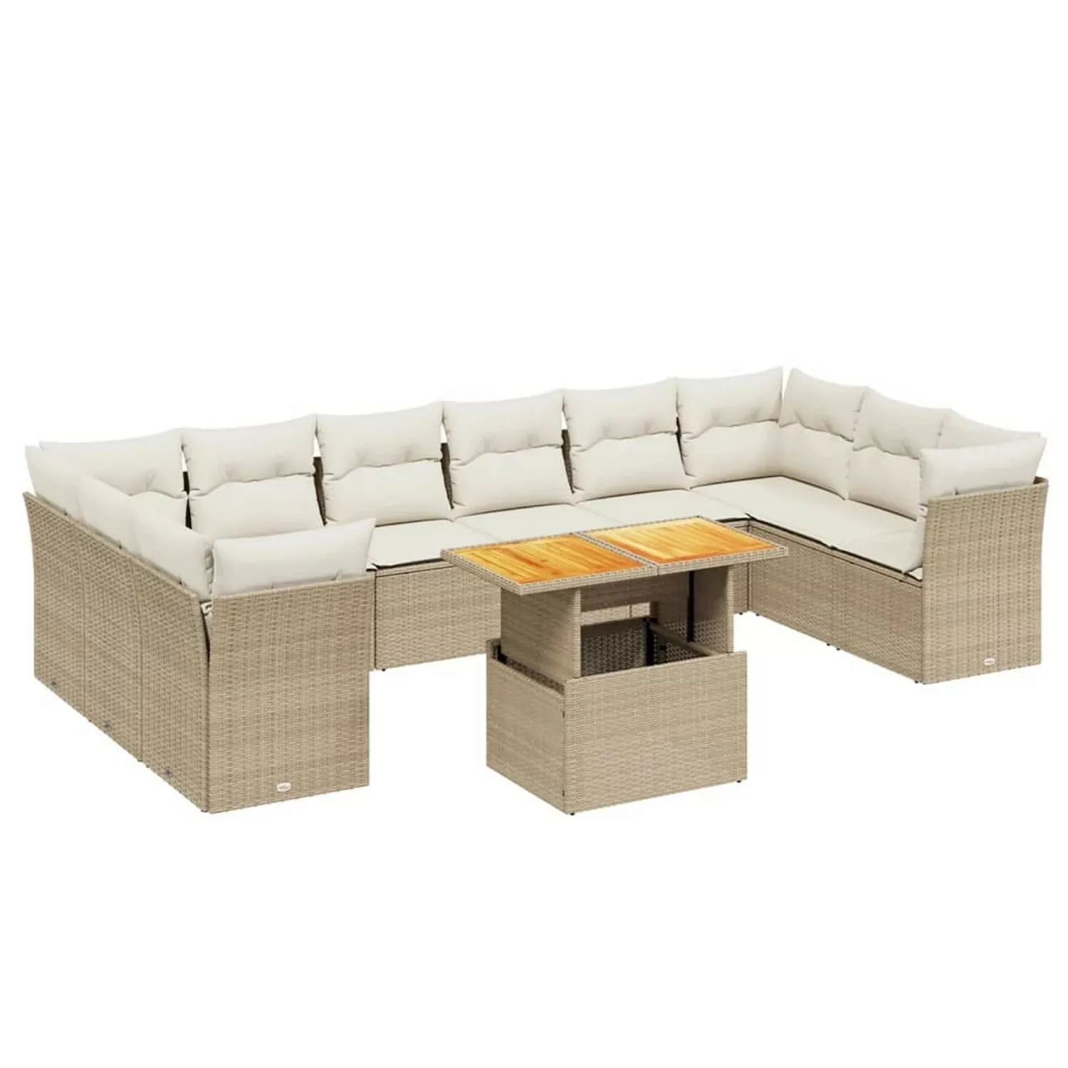 vidaXL 11-tlg Garten-Sofagarnitur mit Kissen Beige Poly Rattan Modell 185 günstig online kaufen