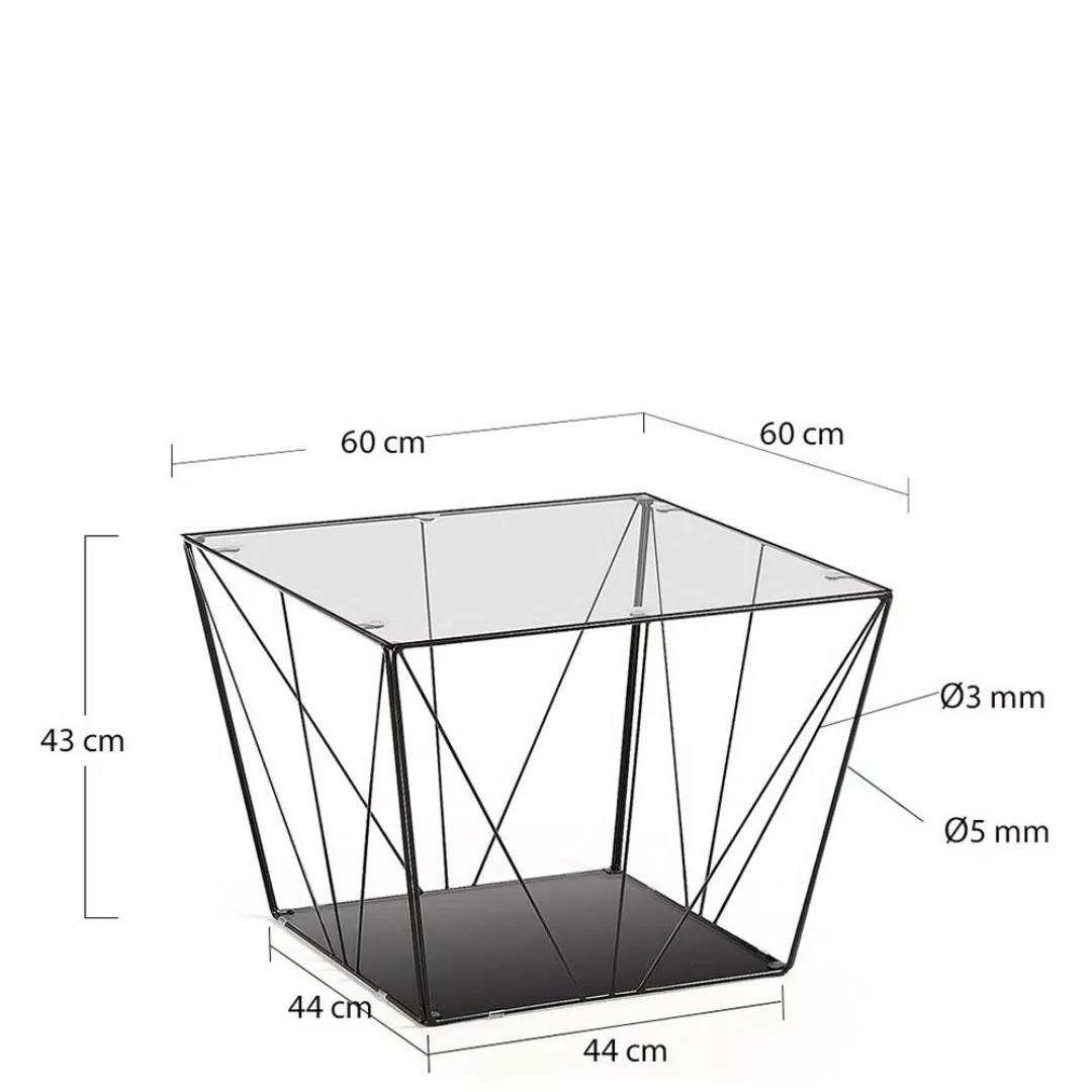 Design Glastisch mit Draht-Gestell 60 cm breit günstig online kaufen