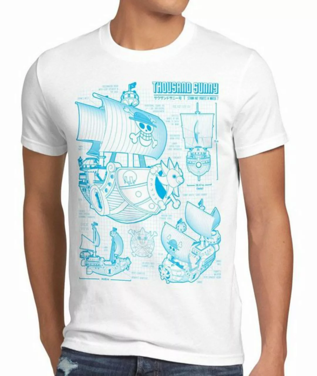 Print-Shirt Herren T-Shirt Thousand Sunny piece one straw hat ruffy manga a günstig online kaufen