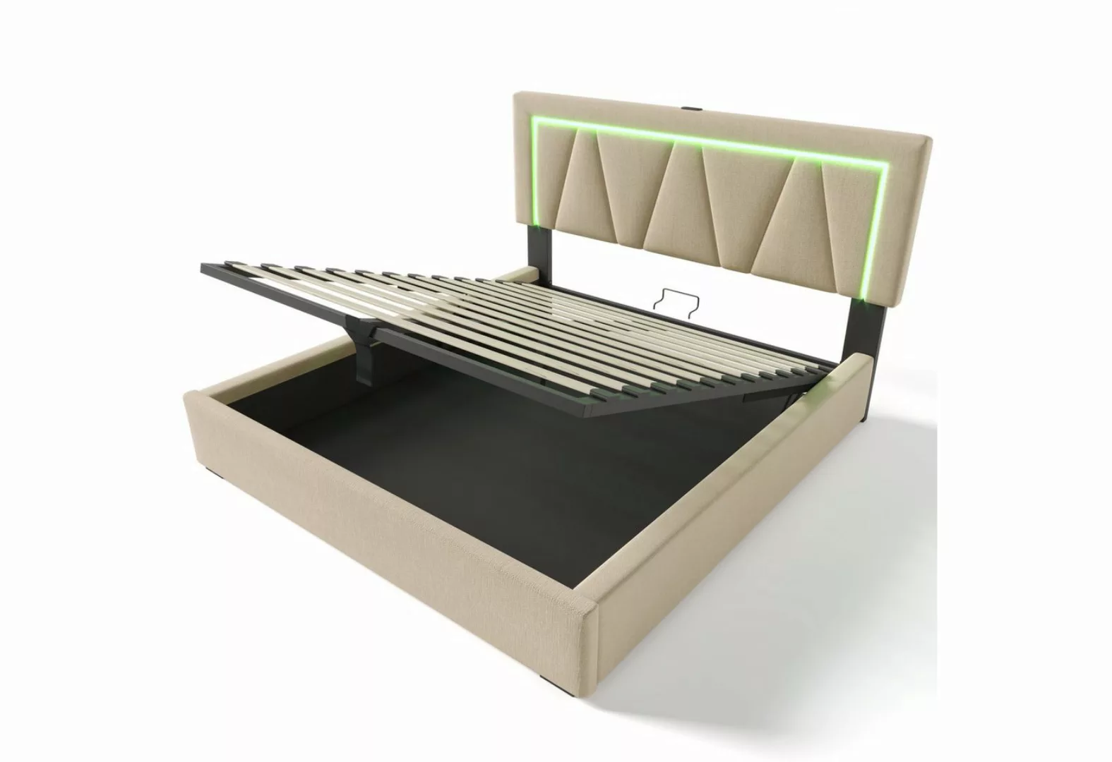 IDEASY Jugendbett Polsterbett Doppelbett mit USB Typ C Ladefunktion LED-Bel günstig online kaufen