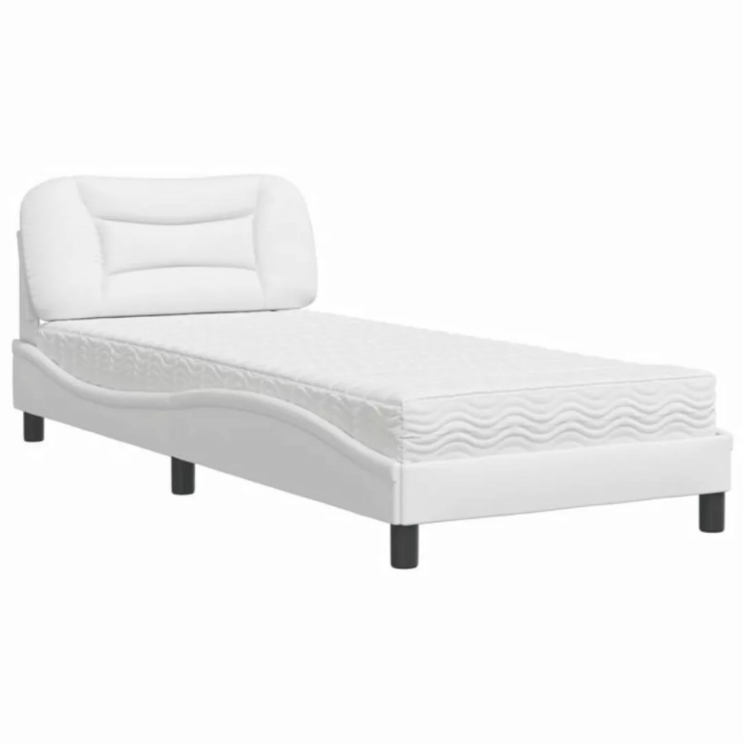 vidaXL Bett, Bett mit Matratze Weiß 90x190 cm Kunstleder günstig online kaufen