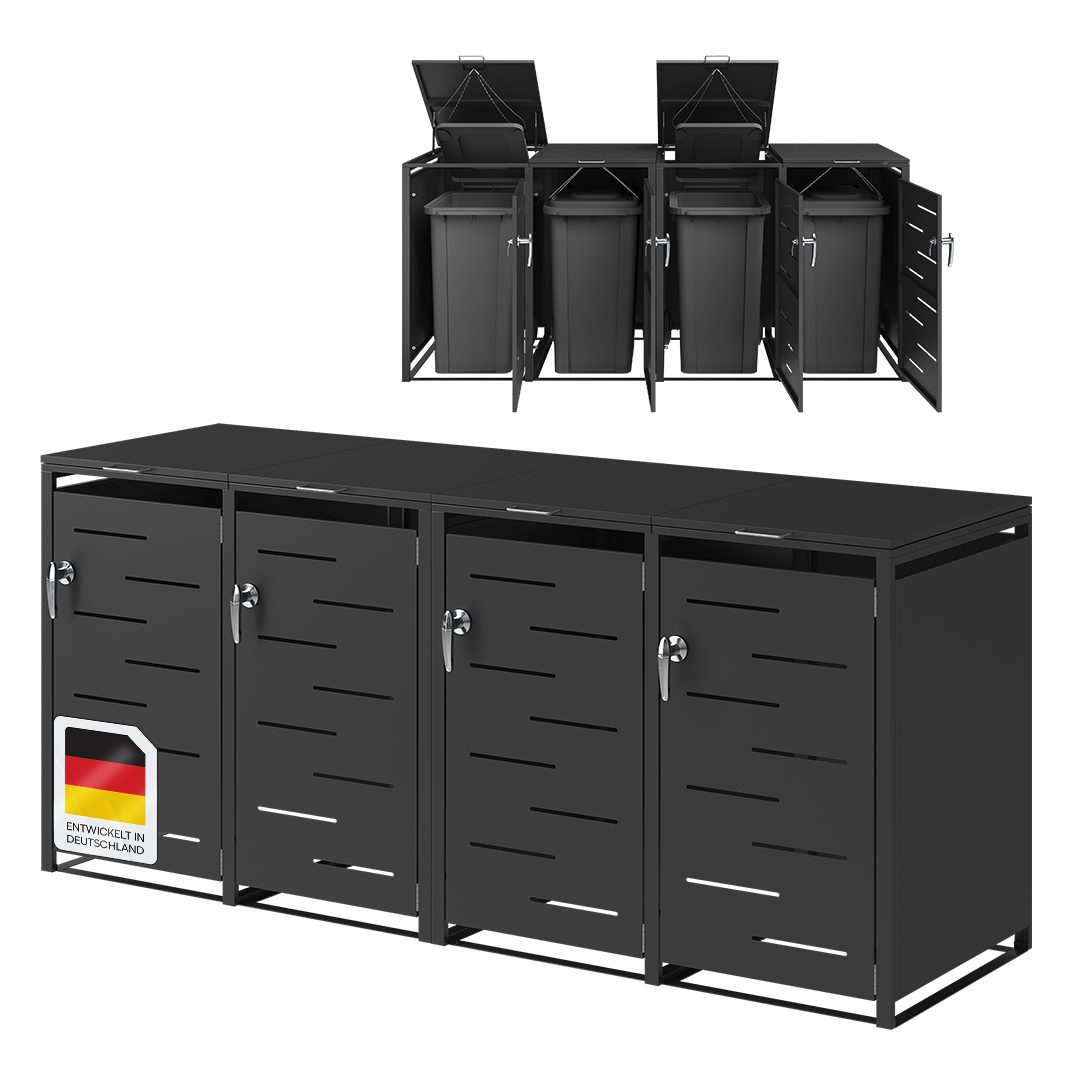 STEELSØN Mülltonnenbox Diorus 120L, abschließbar (Graphitschwarz, günstig online kaufen