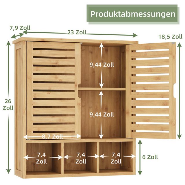 MSMASK Wandhängeschrank Hölzerner Badezimmer-/Flur-/Küchenschrank mit verst günstig online kaufen