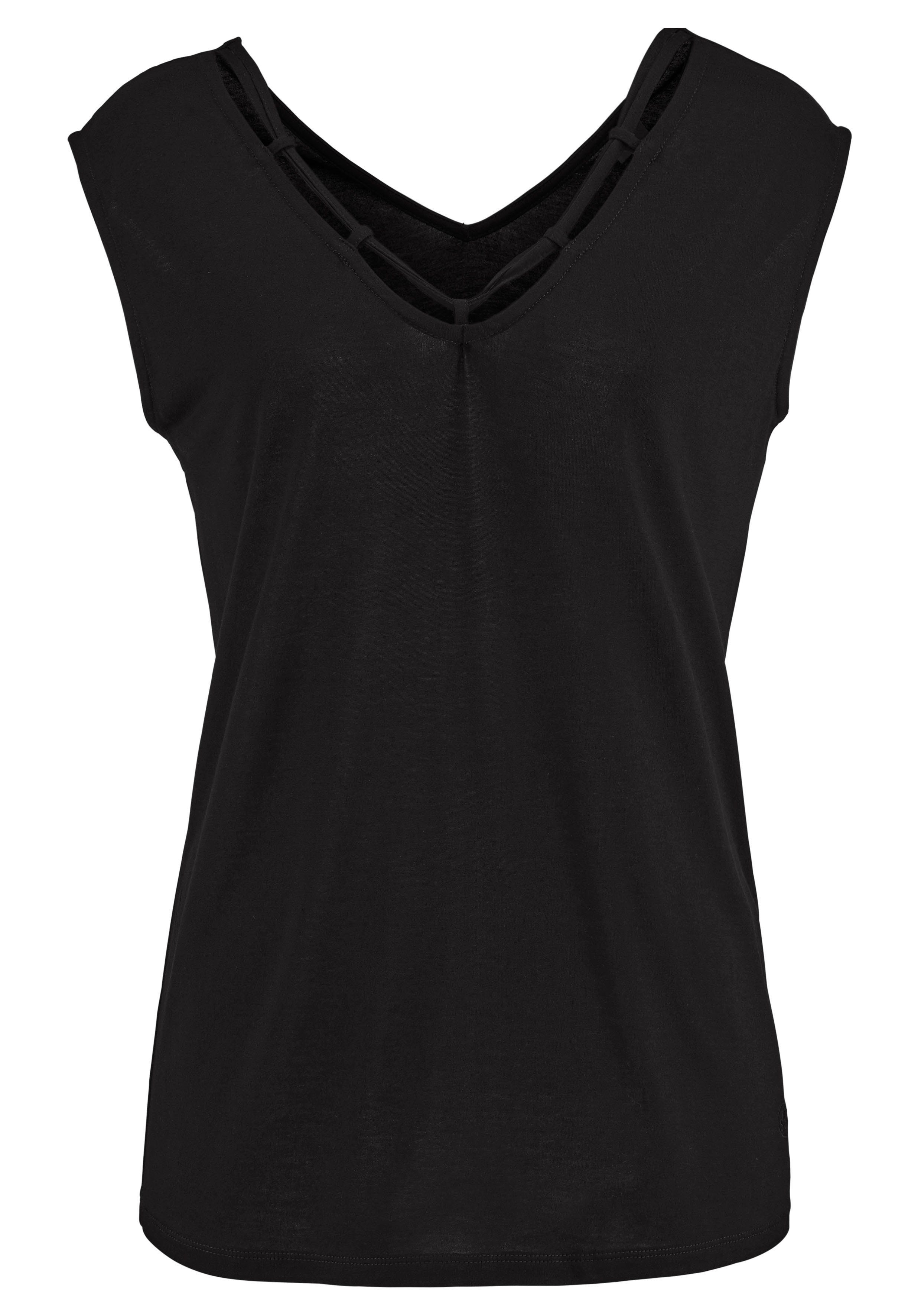 s.Oliver T-Shirt, mit Zierbändern am Ausschnitt, Kurzarmshirt, sommerlich günstig online kaufen