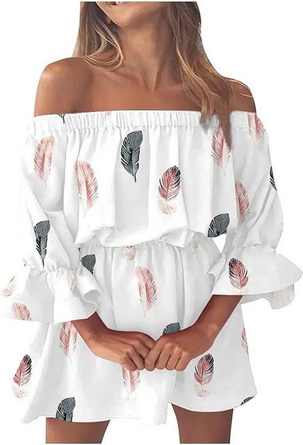 SEGUEN Sommerkleid Sommerkleid Damen Freizeitkleid Trägerloses Schulter-Min günstig online kaufen