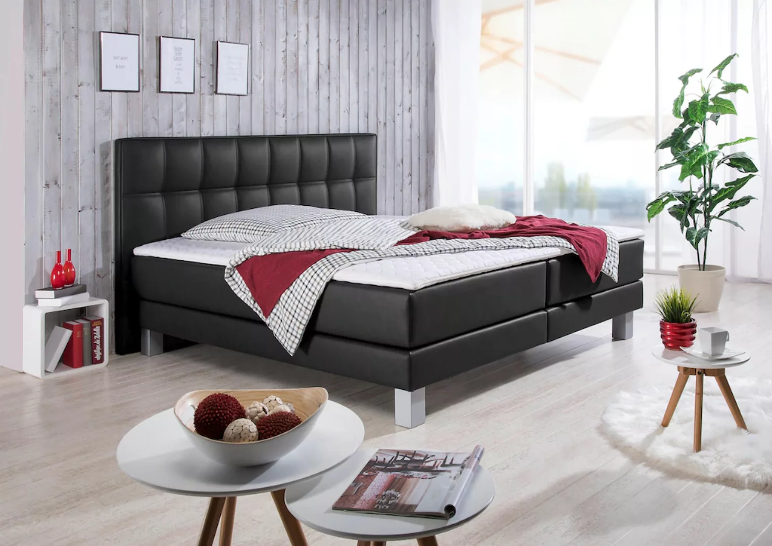 INOSIGN Boxspringbett "Tavira", in 4 Breiten, 4 Farben und 3 Matratzenarten günstig online kaufen