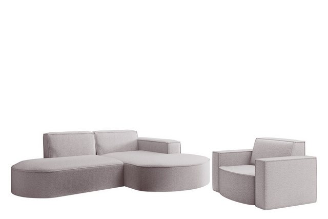 Fun Möbel Ecksofa Ecksofa Designersofa PALMA XS mit Ottomane in Stoff Ascot günstig online kaufen