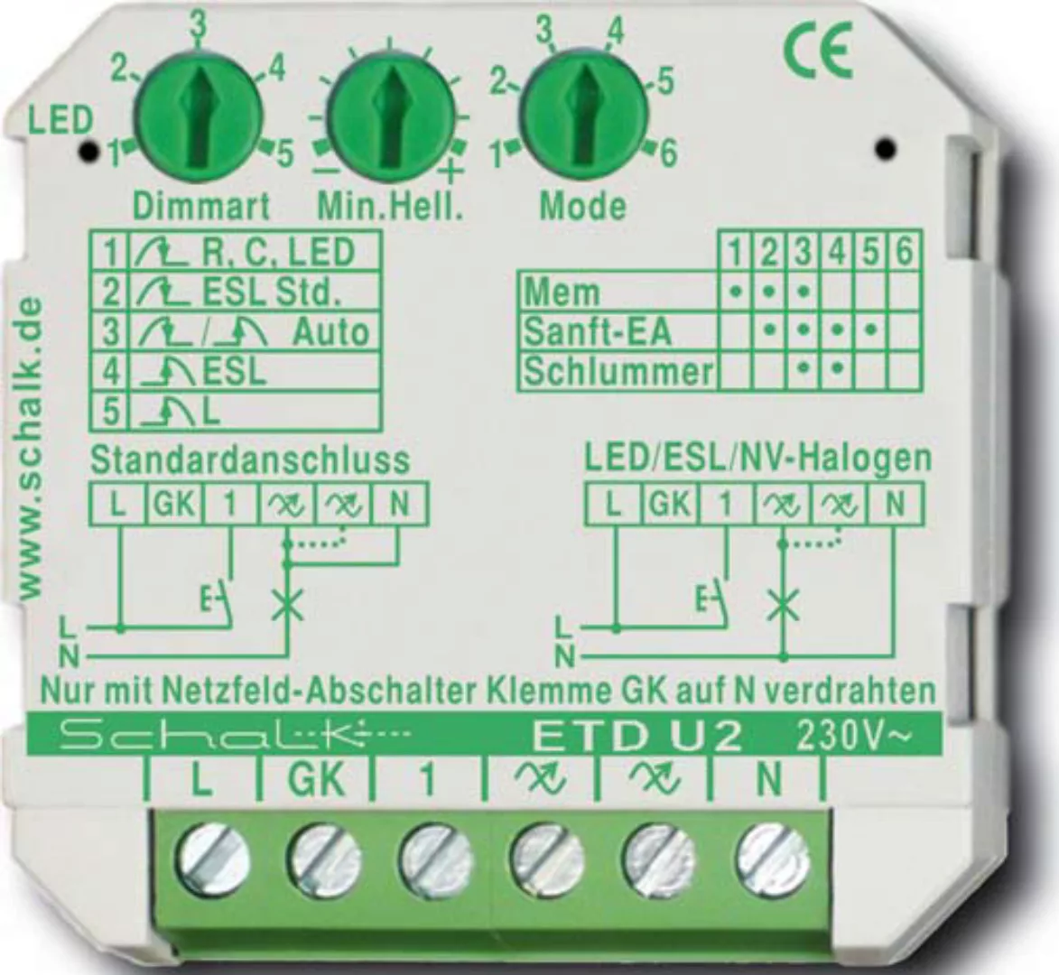 Schalk Universal-Tastdimmer UP 230VAC 0-500VA ETD U2 - ETDU29 günstig online kaufen