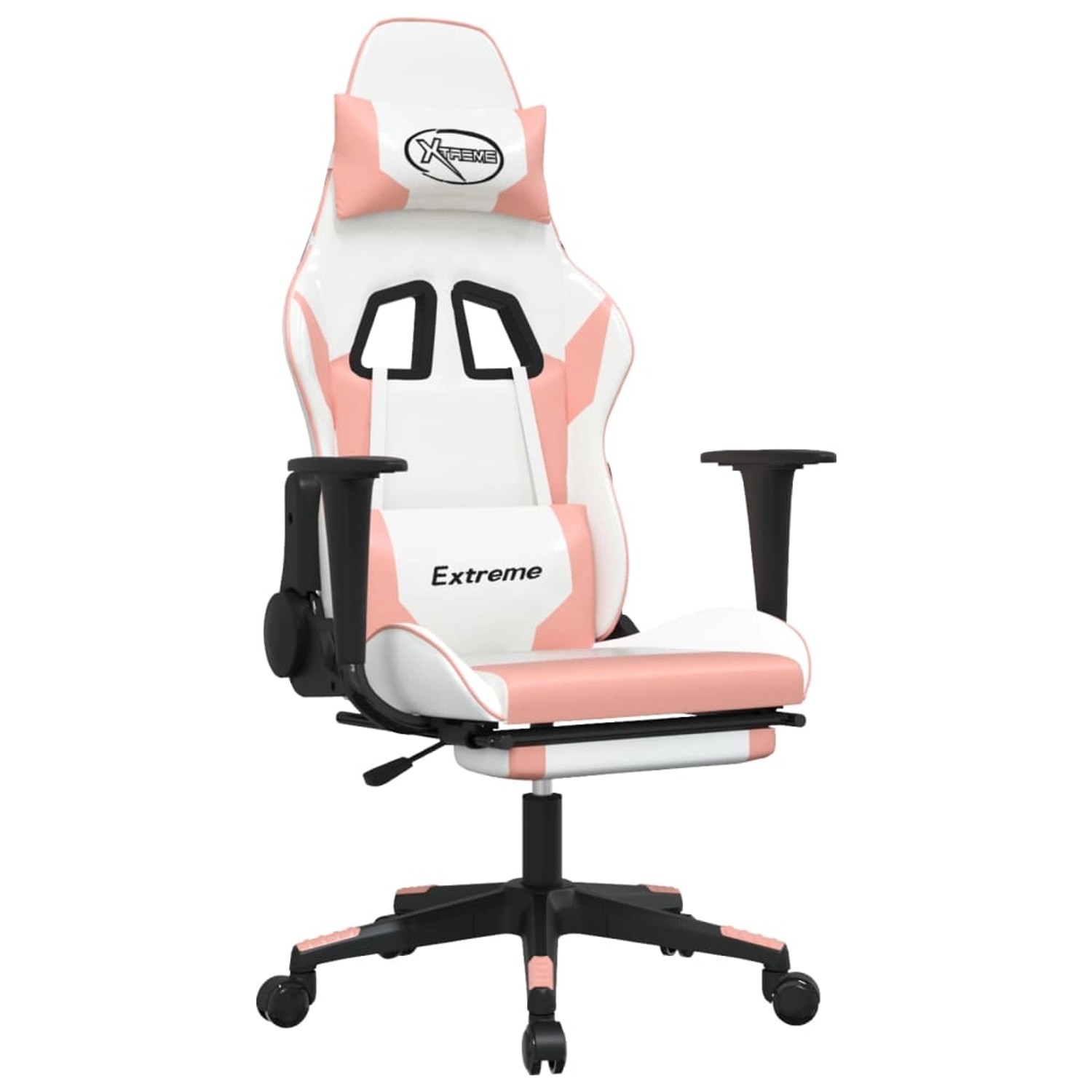 vidaXL Gaming-Stuhl mit Fußstütze Weiß und Rosa Kunstleder Modell 4 günstig online kaufen