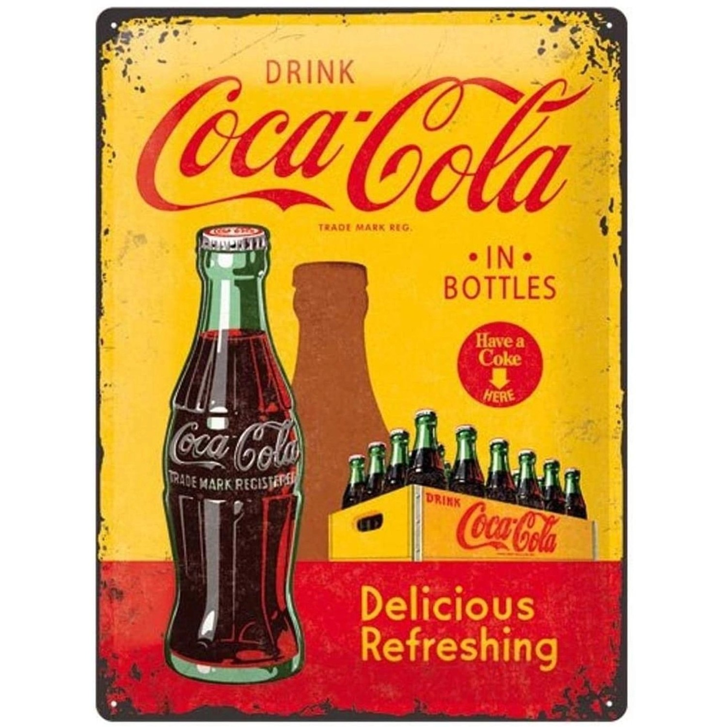 Nostalgic-Art Blechschild 30 x 40 cm - Coca-Cola - Coca-Cola In Bottles Yel günstig online kaufen