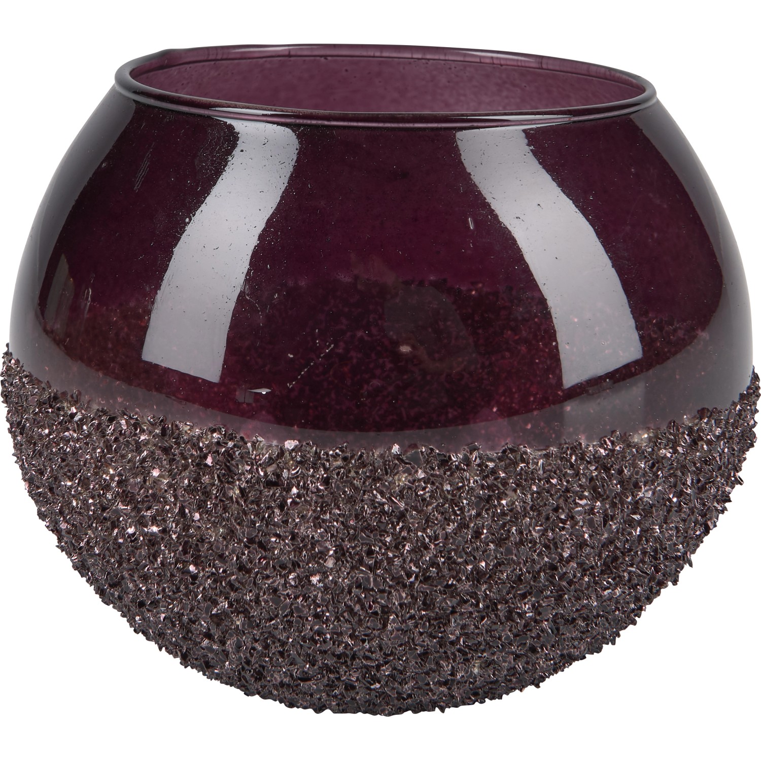 Teelichthalter Blush Bordeaux Glas 10 cm x Ø 11 cm Lila günstig online kaufen