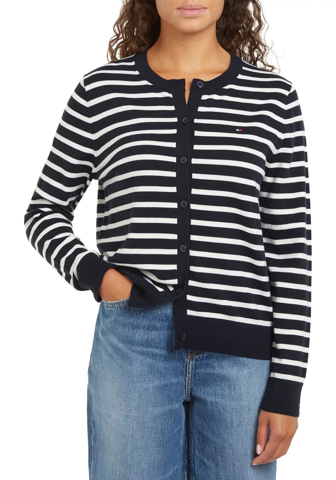 Tommy Hilfiger Cardigan "CO JERSEY STITCH CARDIGAN", mit Logostickerei günstig online kaufen