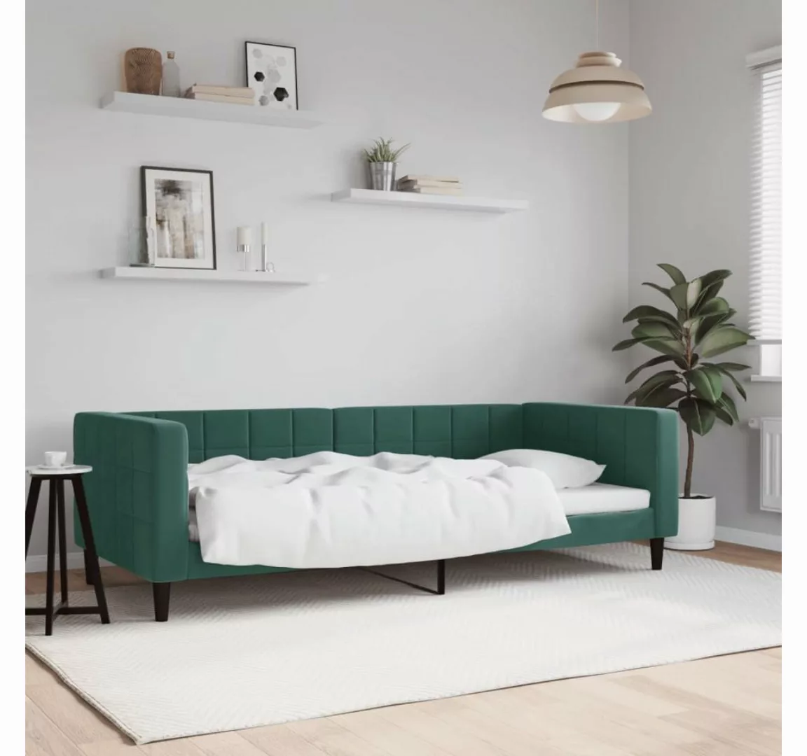 vidaXL Gästebett Tagesbett Dunkelgrün 90x200 cm Samt Gästebett Gästecouch G günstig online kaufen