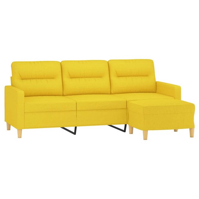 vidaXL Sofa 3-Sitzer-Sofa mit Hocker Hellgelb 180 cm Stoff günstig online kaufen