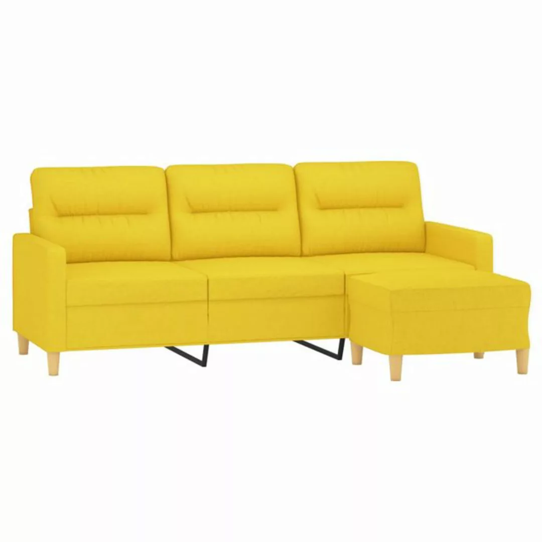 vidaXL Sofa, 3-Sitzer-Sofa mit Hocker Hellgelb 180 cm Stoff günstig online kaufen