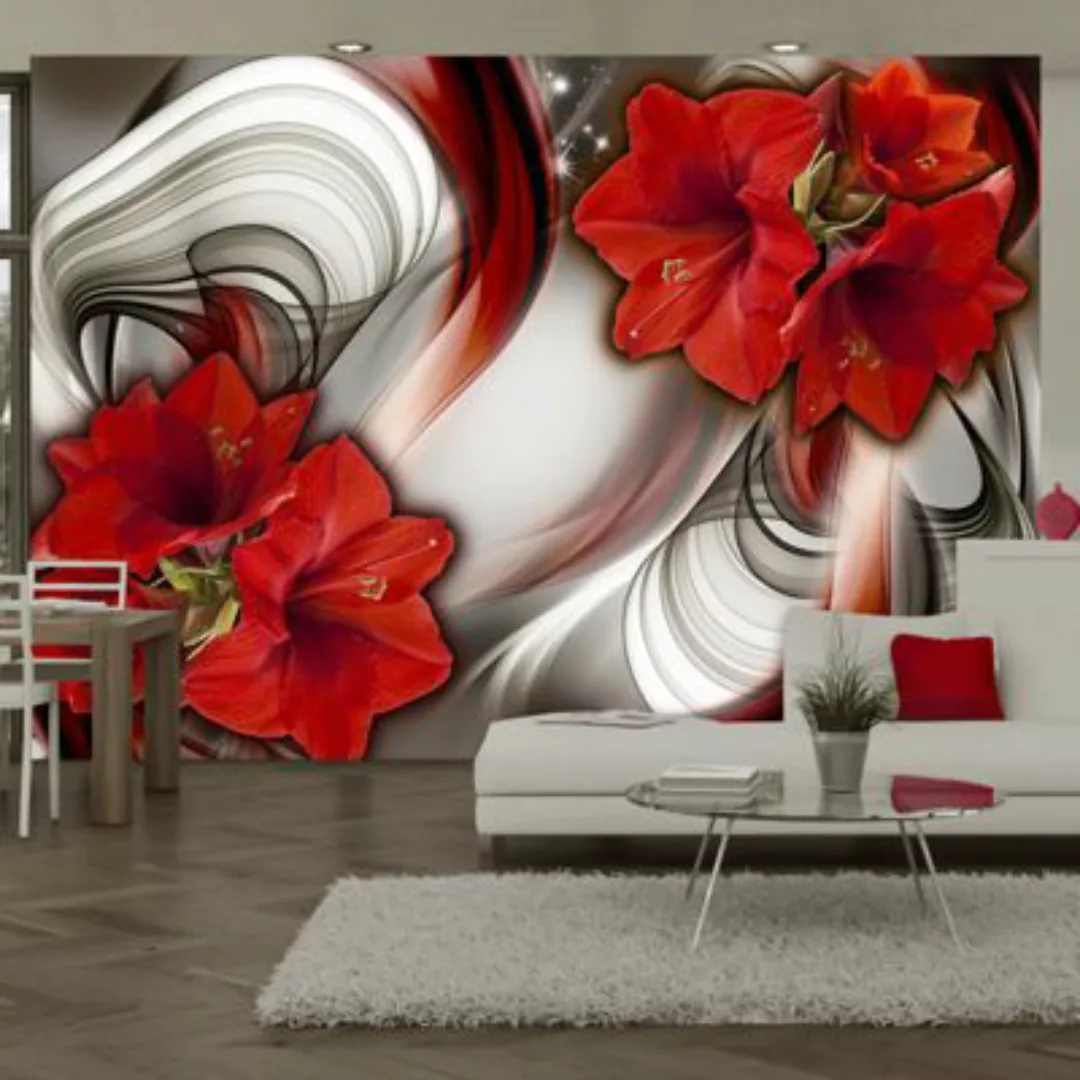 artgeist Fototapete Amaryllis - Ballad of the Red mehrfarbig Gr. 350 x 245 günstig online kaufen
