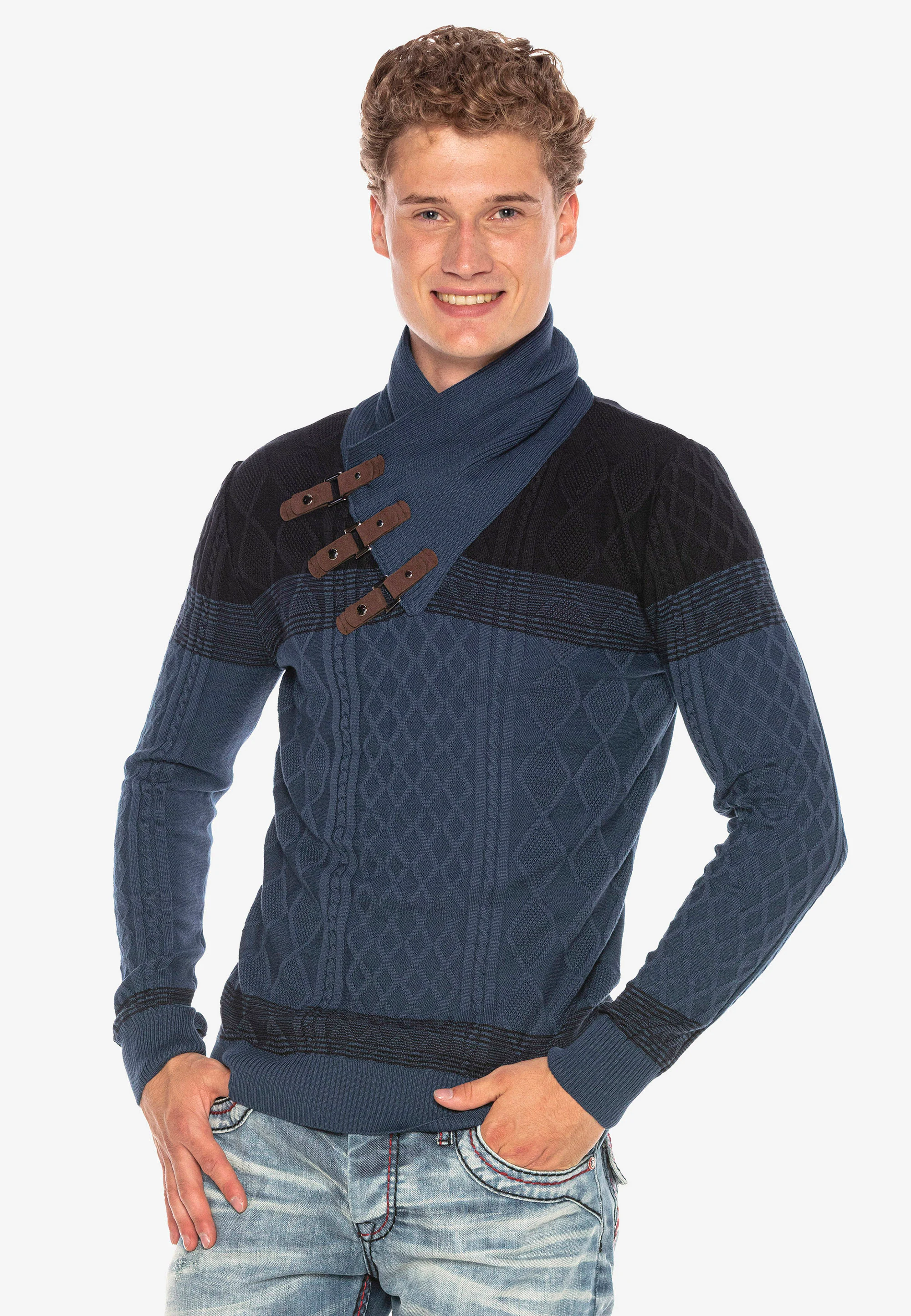 Cipo & Baxx Strickpullover, mit stylischen Kragen günstig online kaufen