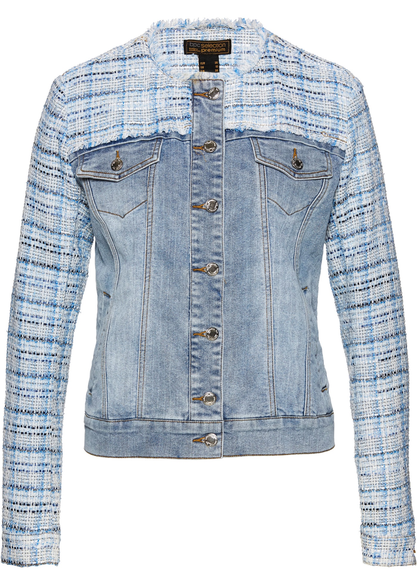 Jeansjacke mit Tweed günstig online kaufen