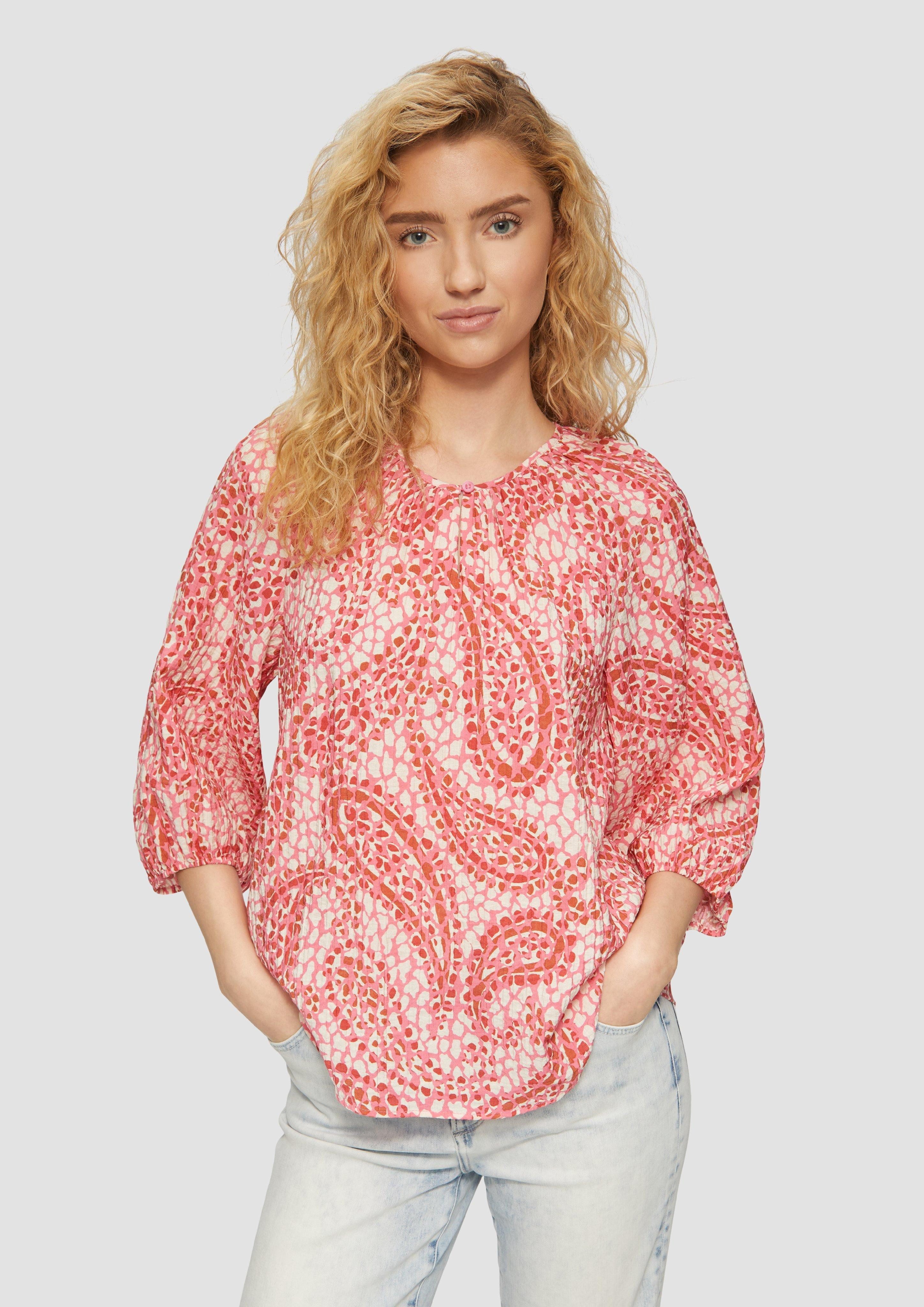 s.Oliver Langarmbluse Strukturierte Relaxed-Fit-Bluse mit Raffungen günstig online kaufen