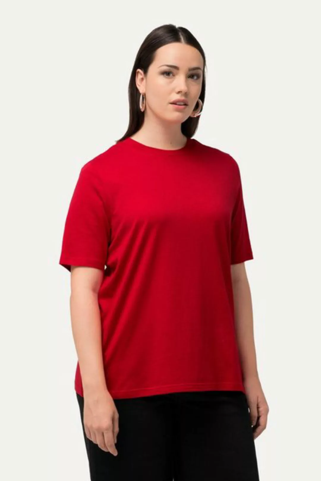 Ulla Popken Rundhalsshirt T-Shirt Classic Stehkragen Halbarm günstig online kaufen