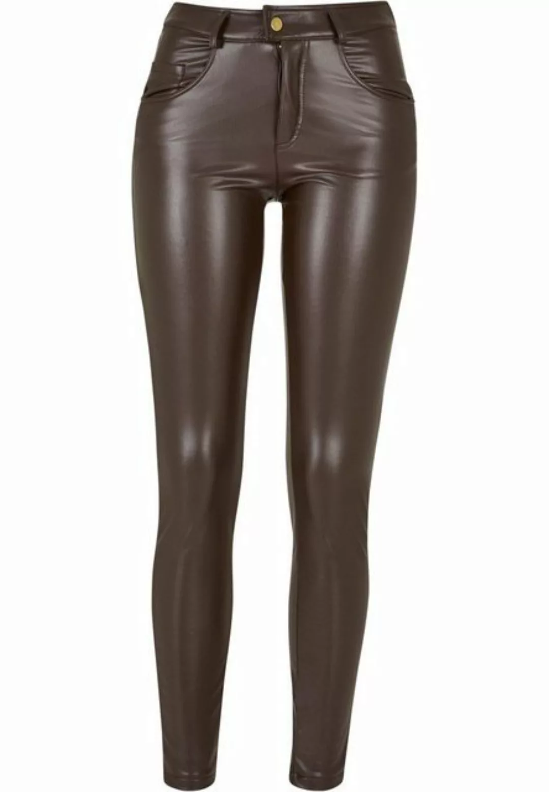 URBAN CLASSICS Stoffhose Urban Classics Damen Ladies Mid Waist Synthetic Le günstig online kaufen