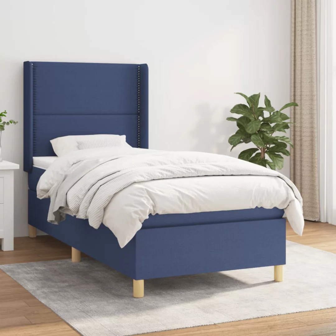 Vidaxl Boxspringbett Mit Matratze Blau 80x200 Cm Stoff günstig online kaufen