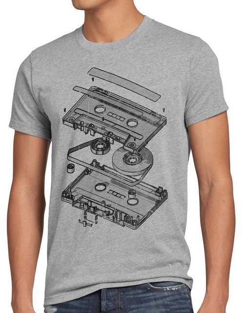 Print-Shirt Herren T-Shirt Tape Kassette mc dj 3D turntable ndw analog disk günstig online kaufen