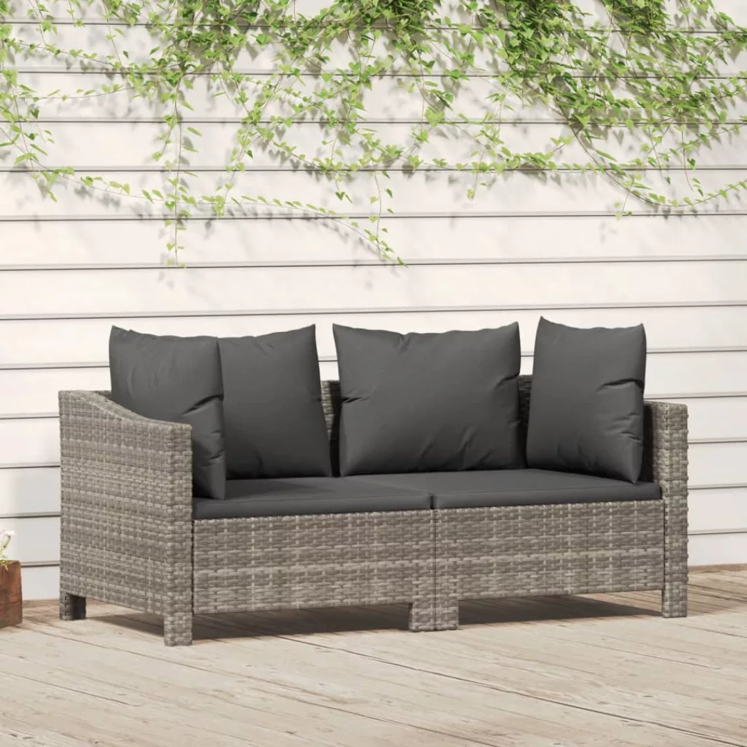 Vidaxl 2-tlg. Garten-lounge-set Mit Kissen Grau Poly Rattan günstig online kaufen