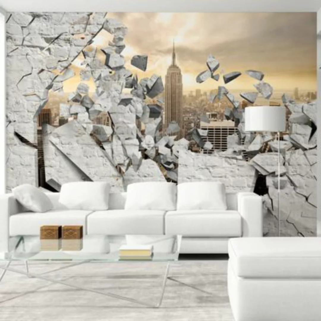 artgeist Fototapete NY – Stadt hinter der Wand mehrfarbig Gr. 150 x 105 günstig online kaufen