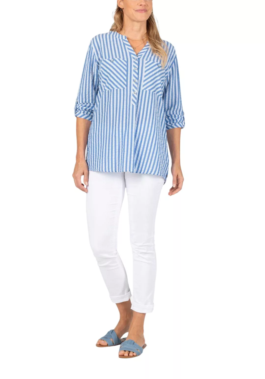 TIMEZONE Damen Bluse STRIPED HENLEY BLOUSE - Regular Fit Gestreift günstig online kaufen