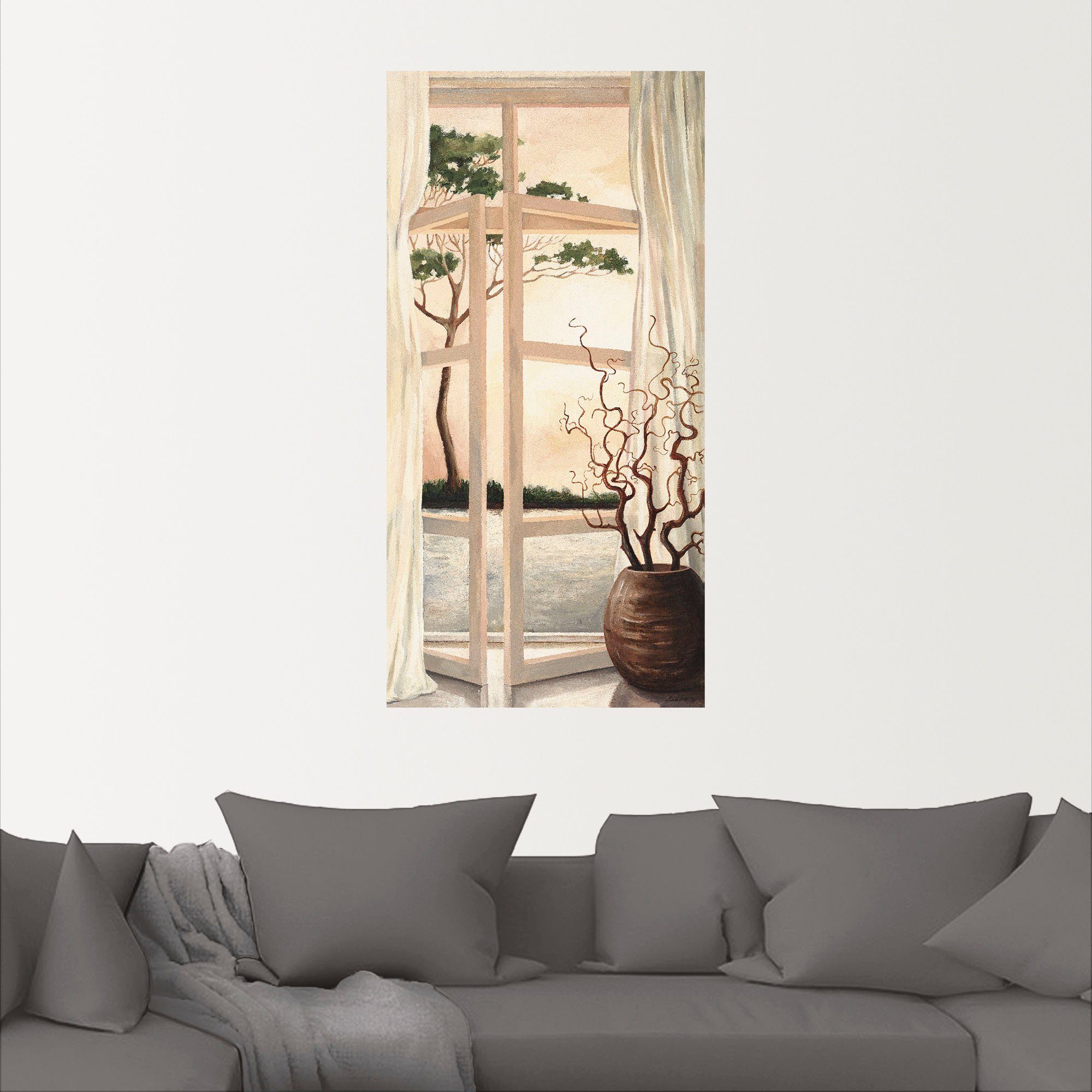 Artland Wandbild "Fensterbild Toskanischer Sonnenuntergang", Fensterblick, günstig online kaufen