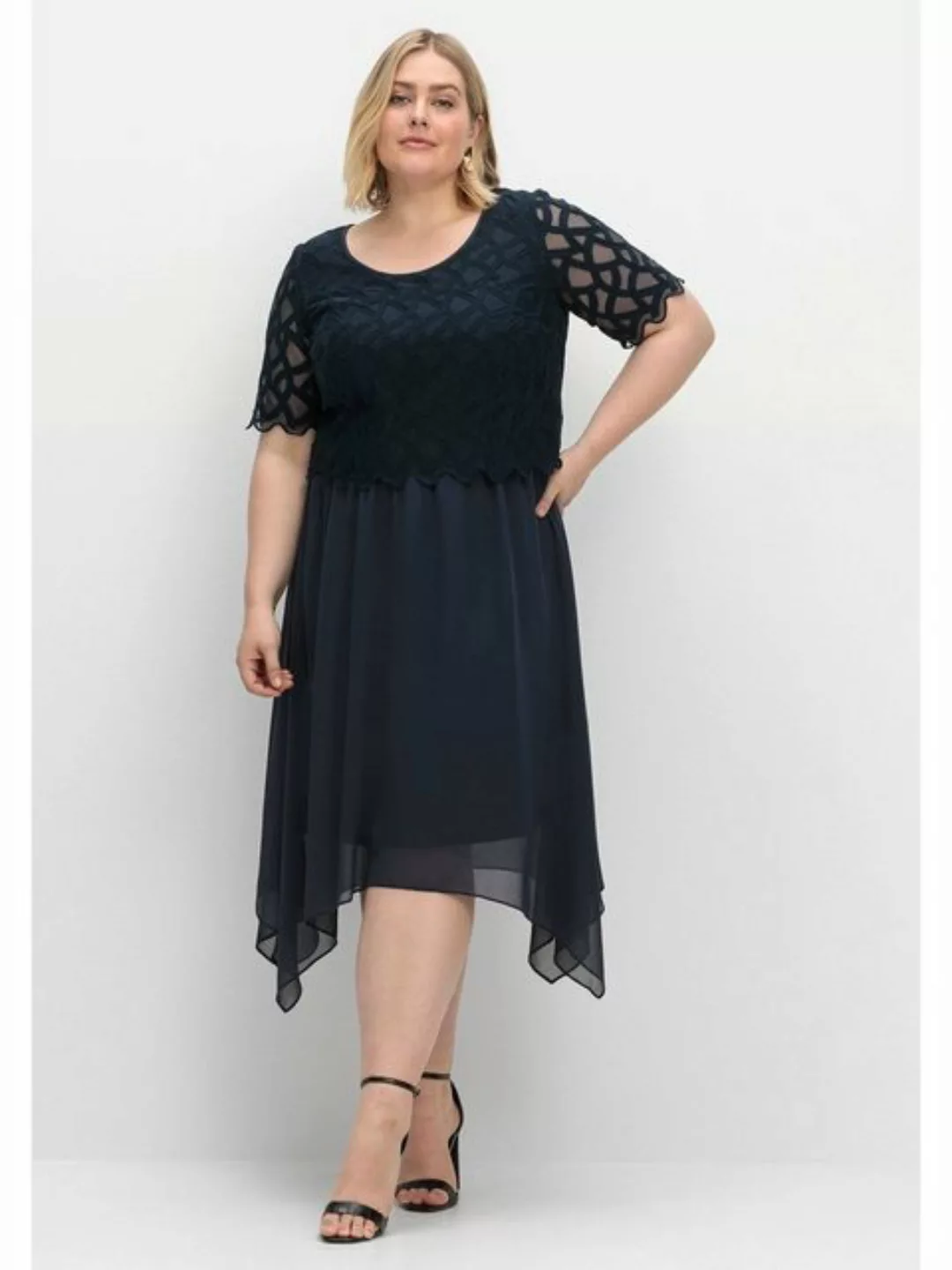 Sheego Abendkleid Große Größen aus Chiffon, mit Zierbortenstickerei günstig online kaufen