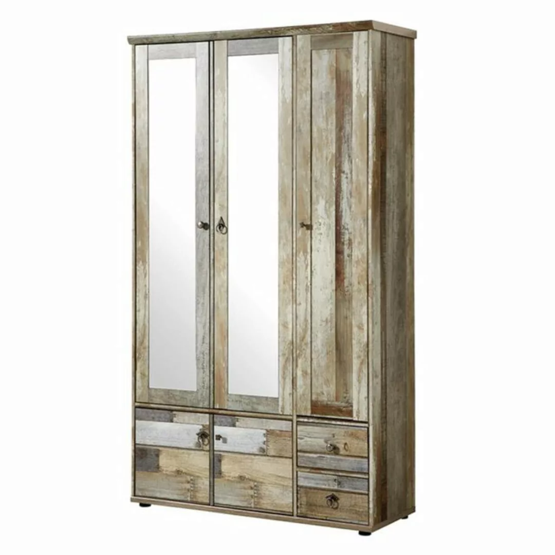 Lomadox Garderobenschrank Vintage Driftwood Braun BRANSON-36, B/H/T ca. 109 günstig online kaufen