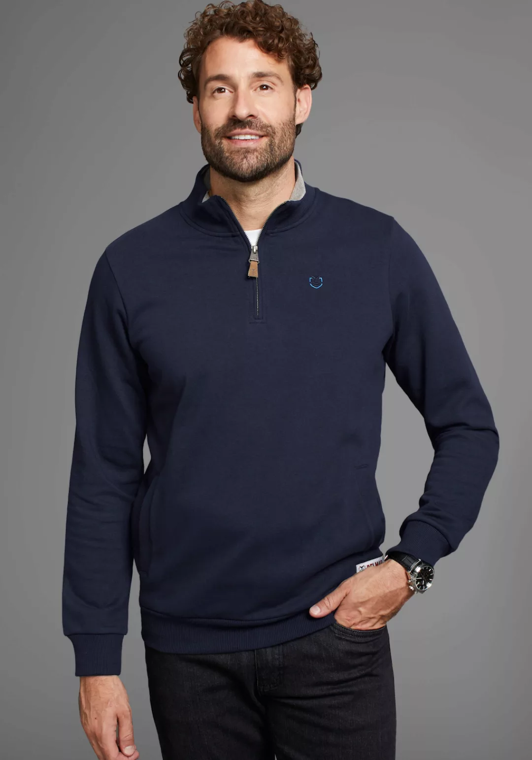 DELMAO Sweatshirt mit Henley Kragen - NEUE KOLLEKTION günstig online kaufen