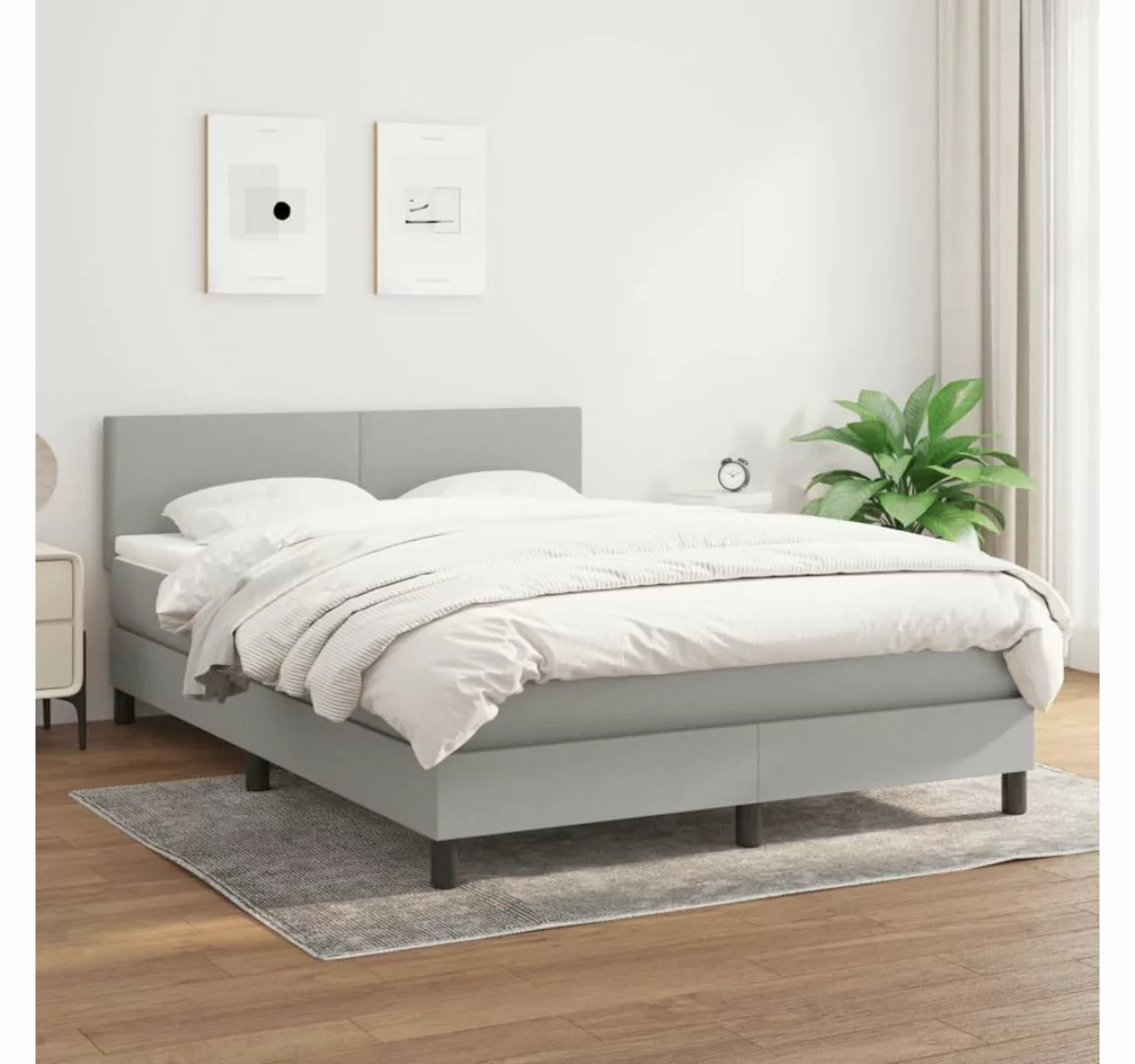 vidaXL Boxspringbett Boxspringbett mit Matratze Taupe 140x200 cm Stoff Bett günstig online kaufen