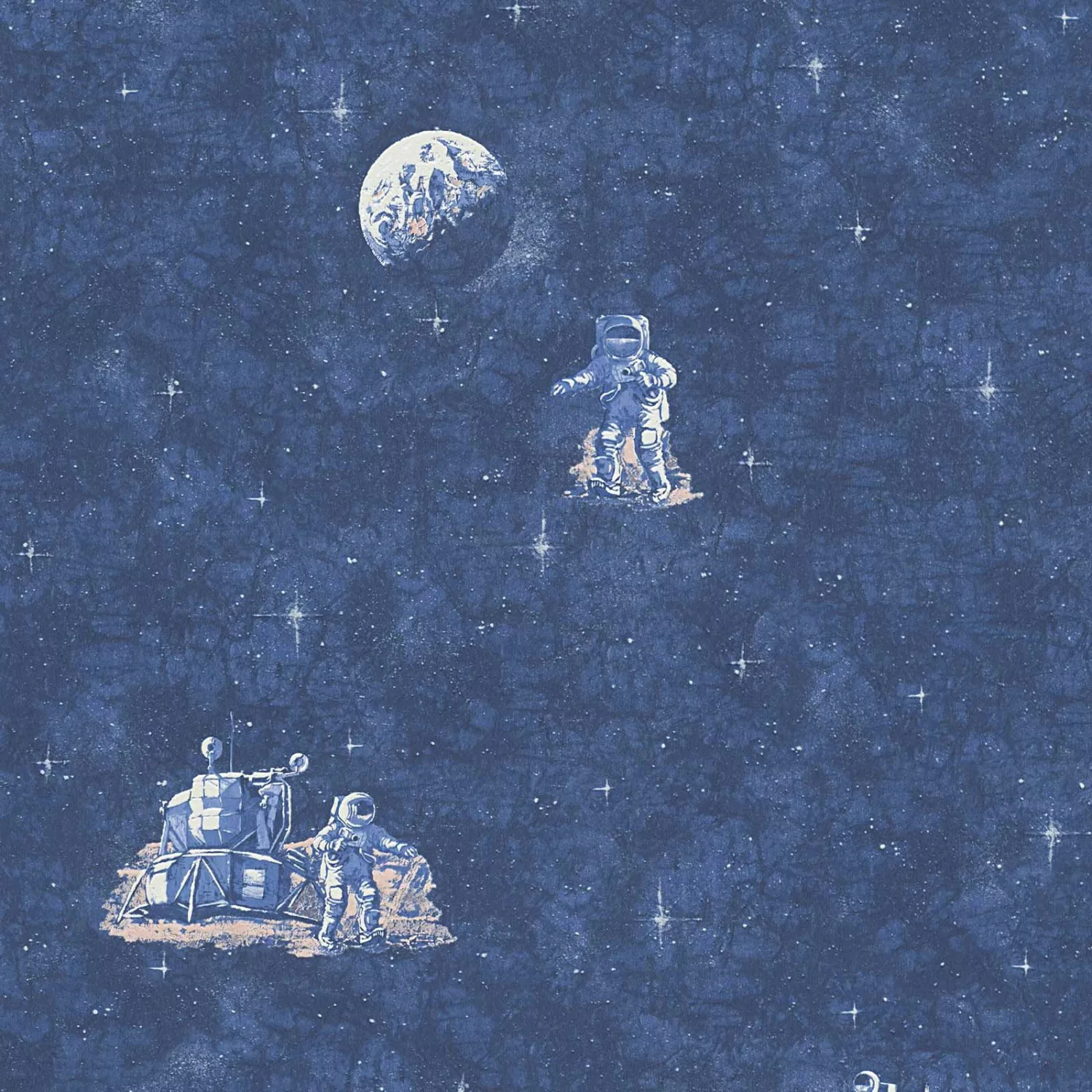 Bricoflor Astronauten Tapete Blau Papier Weltraumtapete für Kinderzimmer Bl günstig online kaufen