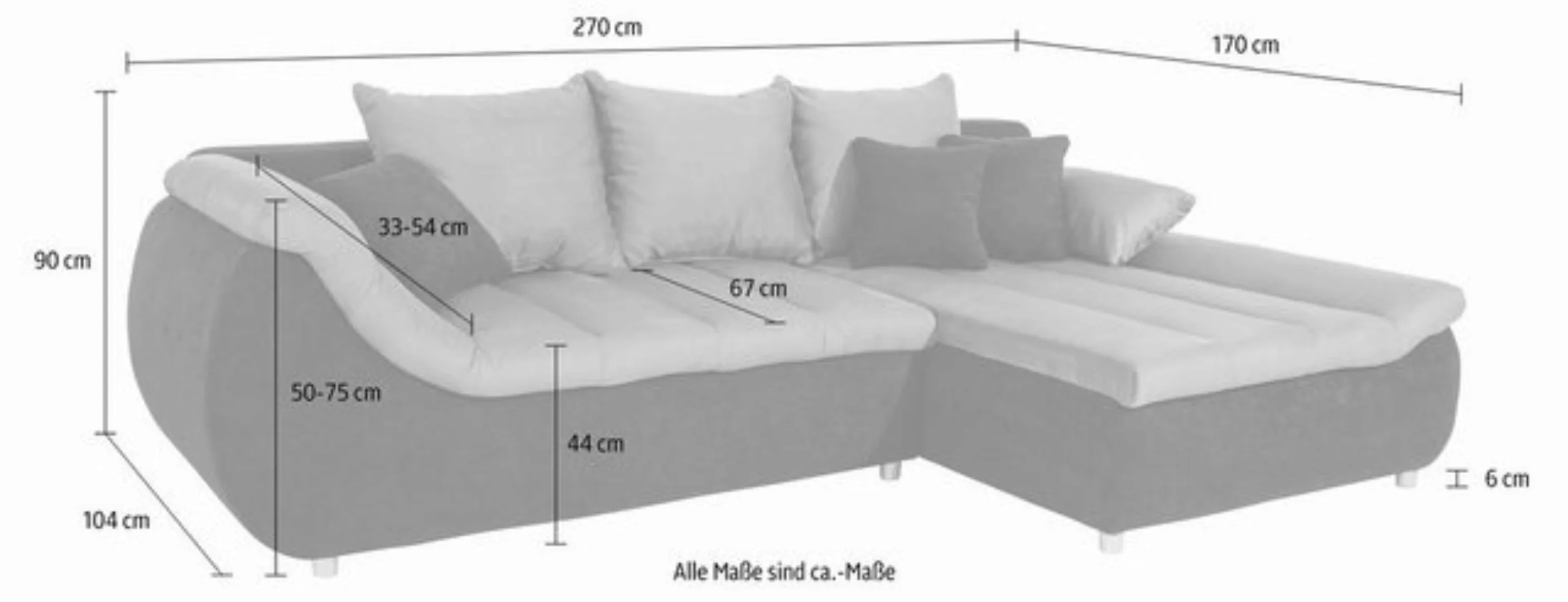 INOSIGN Ecksofa Imola L-Form, mit Bettfunktion günstig online kaufen