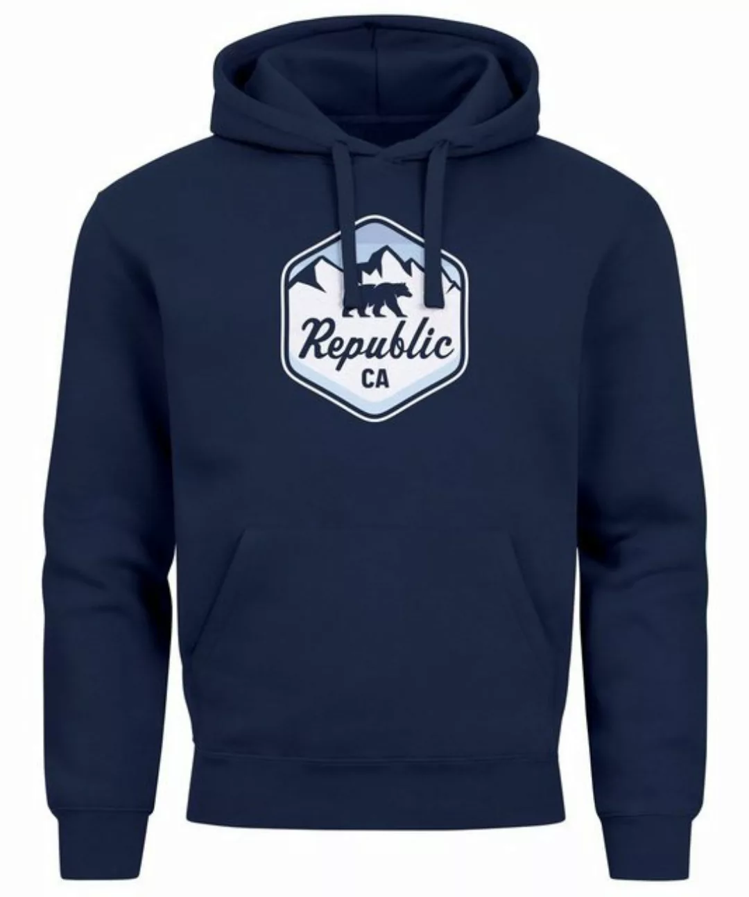 Neverless Hoodie Hoodie Herren Republic California Bär Berge Wappen Print A günstig online kaufen