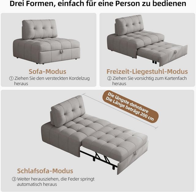 Oeryde Schlafsofa Schlafsessel mit Bettfunktion 2-in-1 Ausziehbares Schlafs günstig online kaufen