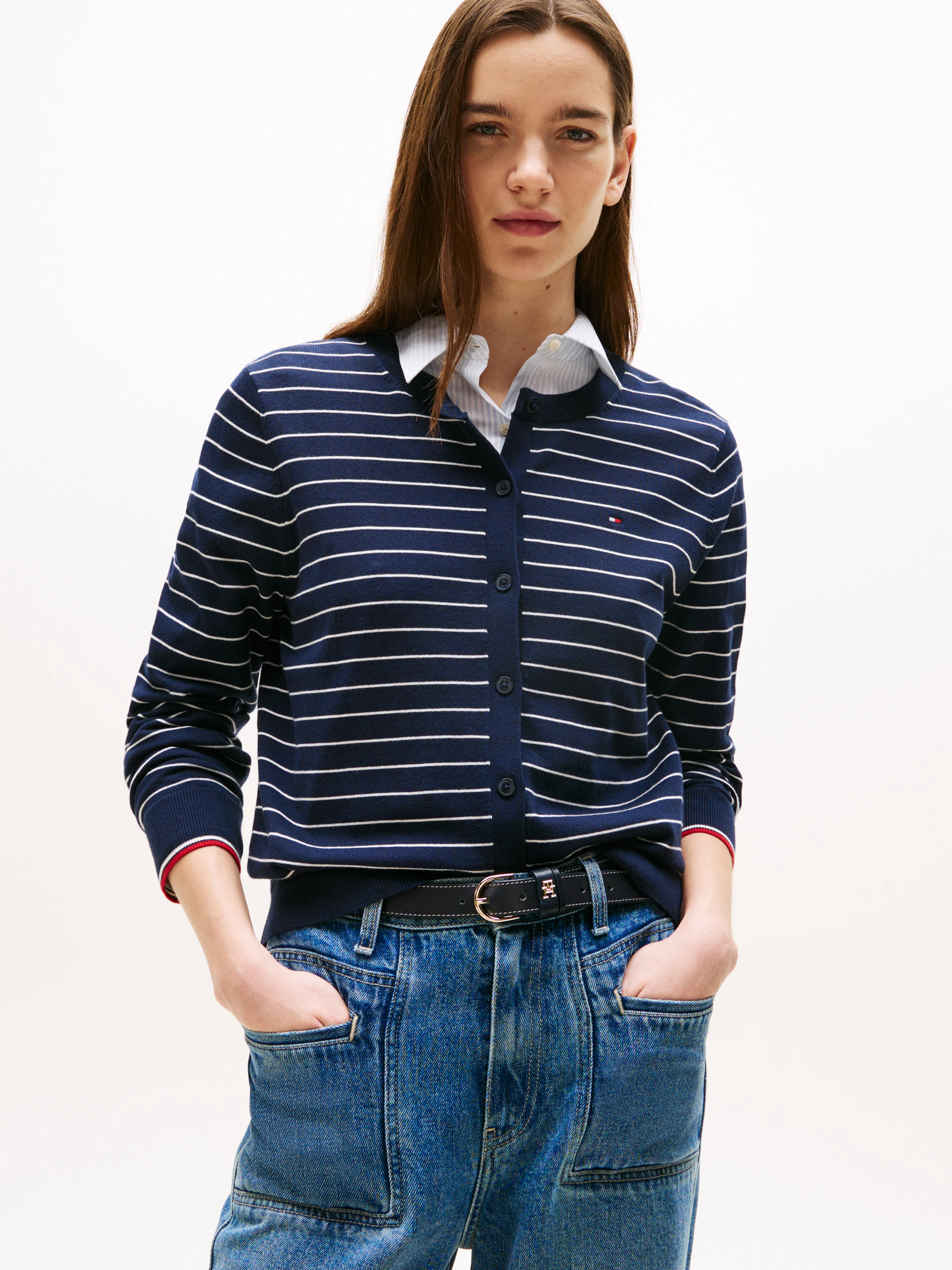 Tommy Hilfiger Cardigan "CO JERSEY STITCH CARDIGAN", mit Logostickerei günstig online kaufen